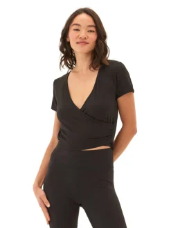 Faylinne Heather Luxe Jersey Wrap Tee