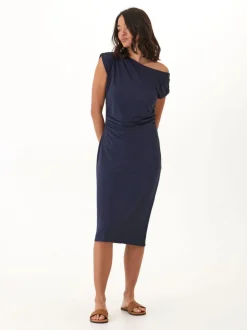 Leoni Luxe Jersey Ruched Midi Dress