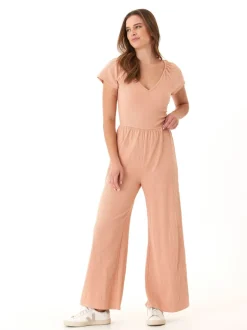 Lilyanna Smocked Jersey Flutter Sleeve Jumpsuit